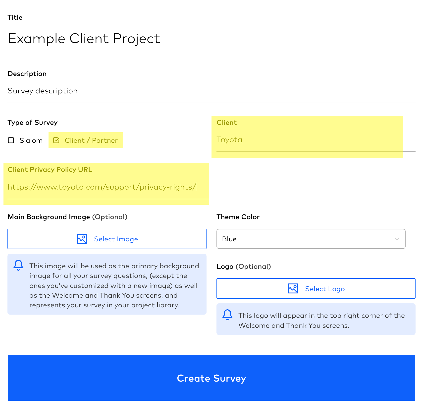 Facilitating Survey with a Client (with a Client Privacy Policy)